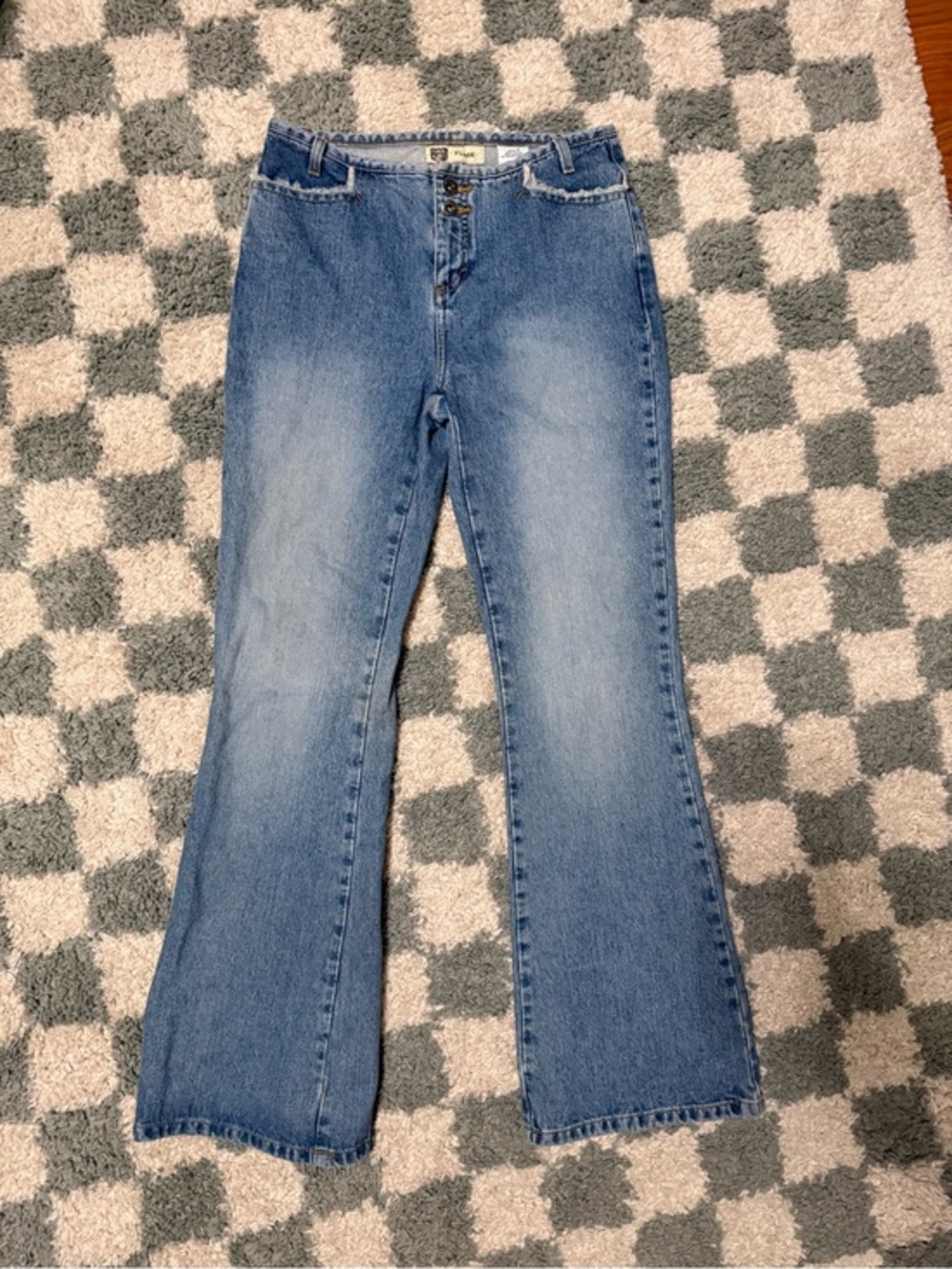 Vintage Faded Glory low rise no waistband or back pockets flare leg jeans Y2K 4